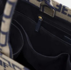 Borse A Mano|Elisabetta Franchi Borsa Monogram Grande Con Organizer Cammello/Blu