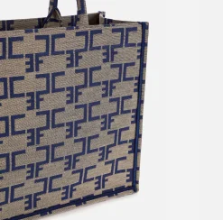 Borse A Mano|Elisabetta Franchi Borsa Monogram Media Cammello/Blu