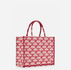 Borse A Mano|Elisabetta Franchi Borsa Monogram Media Burro/Rosso