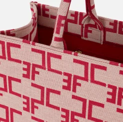 Borse A Mano|Elisabetta Franchi Borsa Monogram Media Burro/Rosso
