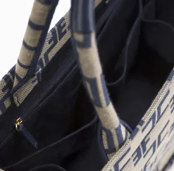 Borse A Mano|Elisabetta Franchi Borsa Monogram Media Con Organizer Cammello/Blu