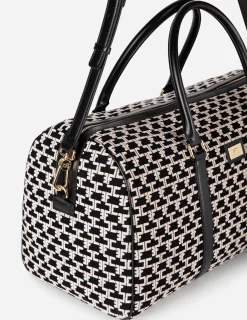Valigeria|Elisabetta Franchi Borsone Weekend Monogram Travel Nero/Burro