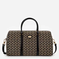 Valigeria|Elisabetta Franchi Borsone Weekend Monogram Travel Liquirizia/Nero