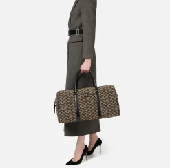 Valigeria|Elisabetta Franchi Borsone Weekend Monogram Travel Liquirizia/Nero