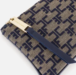 Clutch|Elisabetta Franchi Bustina Monogram Cammello/Blu