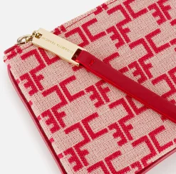 Clutch|Elisabetta Franchi Bustina Monogram Burro/Rosso