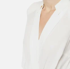 Camicie E Bluse|Top, T-Shirt & Body|Elisabetta Franchi Camicia body in georgette con scollo incrociato Avorio