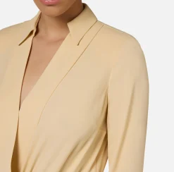 Camicie E Bluse|Top, T-Shirt & Body|Elisabetta Franchi Camicia body in georgette con scollo incrociato Crema