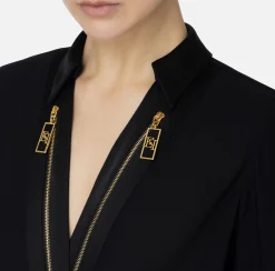 Camicie E Bluse|Top, T-Shirt & Body|Elisabetta Franchi Camicia body in georgette e raso con zip Nero