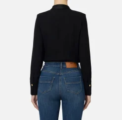 Camicie E Bluse|Top, T-Shirt & Body|Elisabetta Franchi Camicia body in georgette e raso con zip Nero