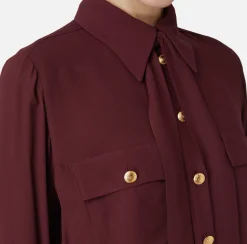 Camicie E Bluse|Elisabetta Franchi Camicia cropped in georgette con foulard RougeNoir