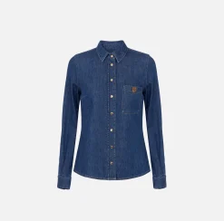 Camicie E Bluse|Elisabetta Franchi Camicia in denim con taschino Bluedenim
