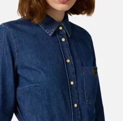 Camicie E Bluse|Elisabetta Franchi Camicia in denim con taschino Bluedenim