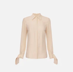 Camicie E Bluse|Elisabetta Franchi Camicia in georgette con polsi ricamati Crema