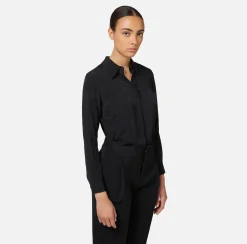 Camicie E Bluse|Elisabetta Franchi Camicia in georgette jacquard lettering Nero