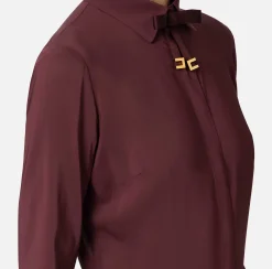 Camicie E Bluse|Elisabetta Franchi Camicia in georgette stretch con fiocco RougeNoir