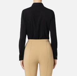 Camicie E Bluse|Elisabetta Franchi Camicia in georgette stretch con fiocco Nero