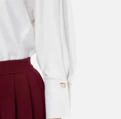 Camicie E Bluse|Elisabetta Franchi Camicia in popeline chevron con pinces Bianco