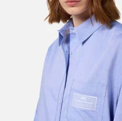 Camicie E Bluse|Elisabetta Franchi Camicia in popeline con etichetta in organza ricamata Oxford