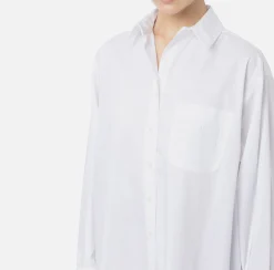 Camicie E Bluse|Elisabetta Franchi Camicia in popeline con etichetta in organza ricamata Bianco