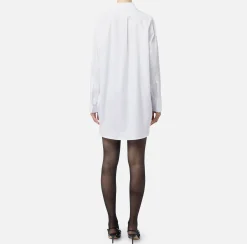 Camicie E Bluse|Elisabetta Franchi Camicia in popeline con etichetta in organza ricamata Bianco