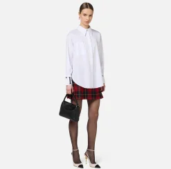 Camicie E Bluse|Elisabetta Franchi Camicia in popeline con logo sui polsi Bianco