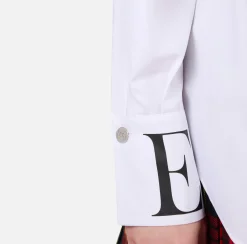 Camicie E Bluse|Elisabetta Franchi Camicia in popeline con logo sui polsi Bianco