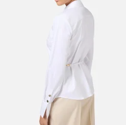 Camicie E Bluse|Elisabetta Franchi Camicia in popeline con spalle strutturate Bianco