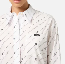 Camicie E Bluse|Elisabetta Franchi Camicia in popeline stampato con etichetta logo Bianco/Nero