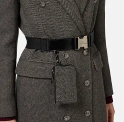 Capispalla|Elisabetta Franchi Cappotto doppiopetto con cintura utility Tortora