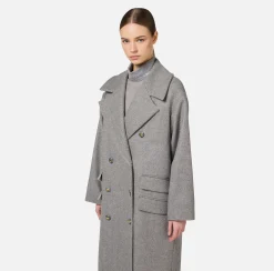 Capispalla|Elisabetta Franchi Cappotto doppiopetto over in cotone Perla