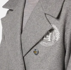 Capispalla|Elisabetta Franchi Cappotto doppiopetto over in cotone con stemma Nero