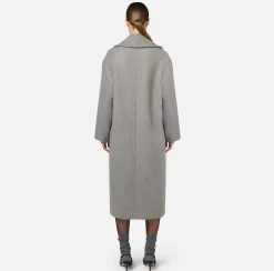 Capispalla|Elisabetta Franchi Cappotto doppiopetto over in cotone con stemma Nero