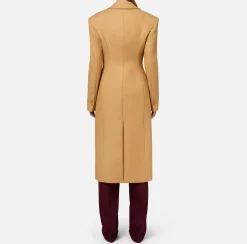 Capispalla|Elisabetta Franchi Cappotto smoking in crêpe Bronze