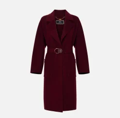 Capispalla|Elisabetta Franchi Cappotto vestaglia in lana RougeNoir