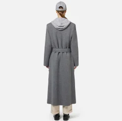 Capispalla|Elisabetta Franchi Cappotto vestaglia in lana e cashmere con stemma SteelMelange