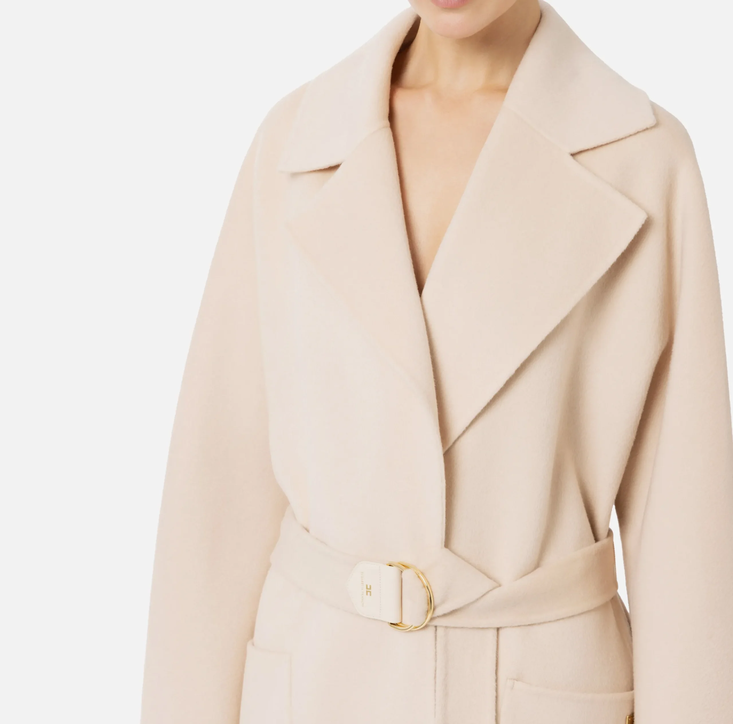 Capispalla|Elisabetta Franchi Cappotto vestaglia in lana Lattice