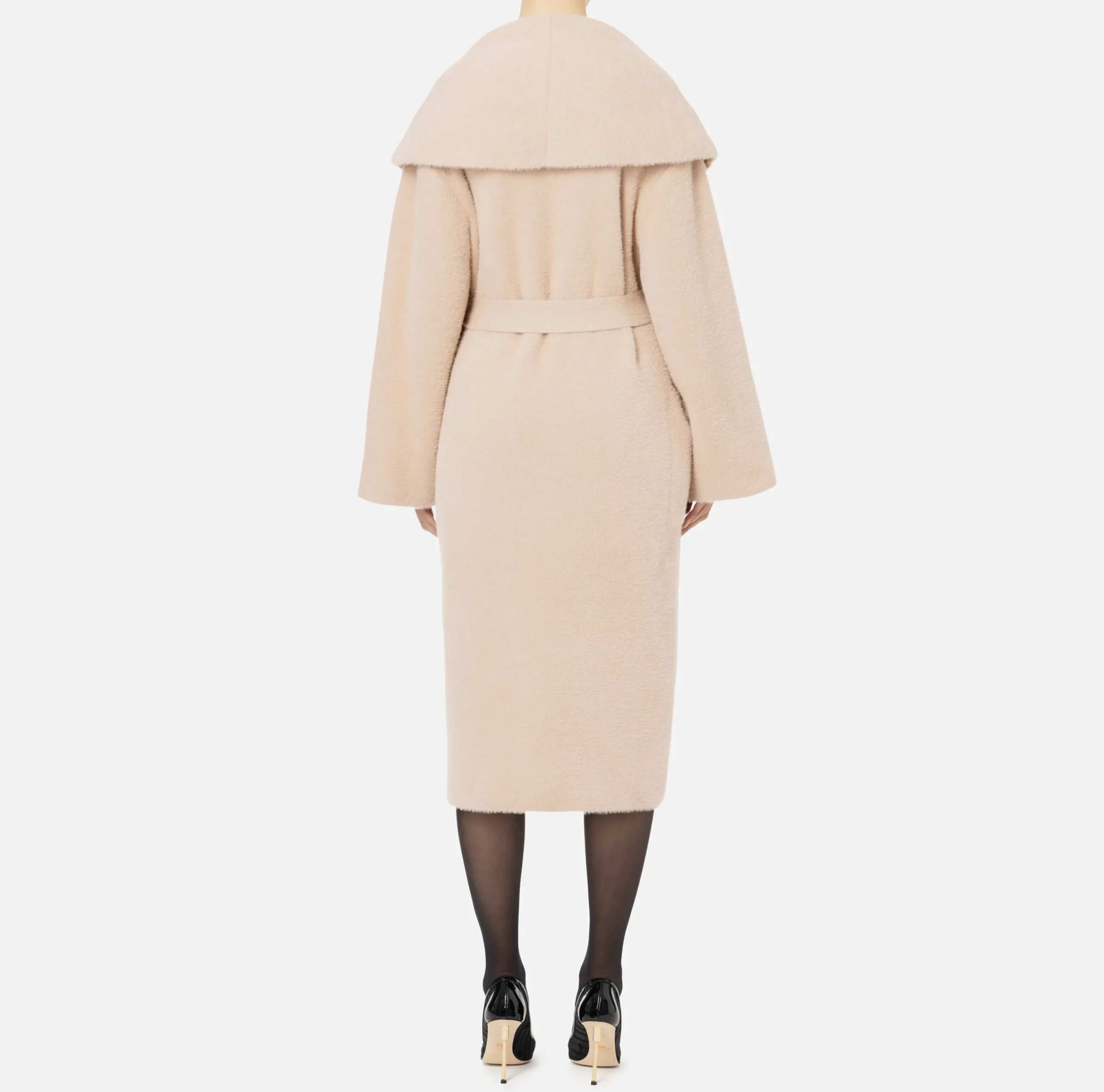 Capispalla|Elisabetta Franchi Cappotto vestaglia in maglia Carne