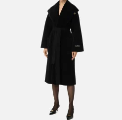 Capispalla|Elisabetta Franchi Cappotto vestaglia in maglia Nero