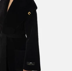 Capispalla|Elisabetta Franchi Cappotto vestaglia in maglia Nero