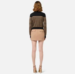 Maglieria E Felpe|Elisabetta Franchi Cardigan in lana a righe Nero/Camel