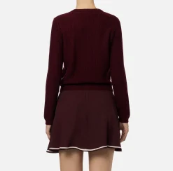 Maglieria E Felpe|Elisabetta Franchi Cardigan in lana bouclé con tasche in vela tecnica RougeNoir