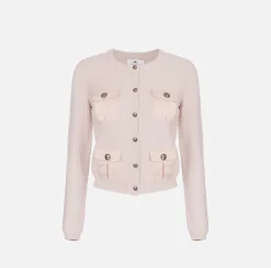 Maglieria E Felpe|Elisabetta Franchi Cardigan in lana bouclé con tasche in vela tecnica Lattice