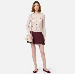 Maglieria E Felpe|Elisabetta Franchi Cardigan in lana bouclé con tasche in vela tecnica Lattice