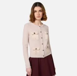 Maglieria E Felpe|Elisabetta Franchi Cardigan in lana bouclé con tasche in vela tecnica Lattice