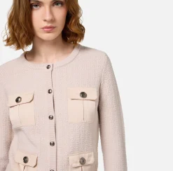 Maglieria E Felpe|Elisabetta Franchi Cardigan in lana bouclé con tasche in vela tecnica Lattice