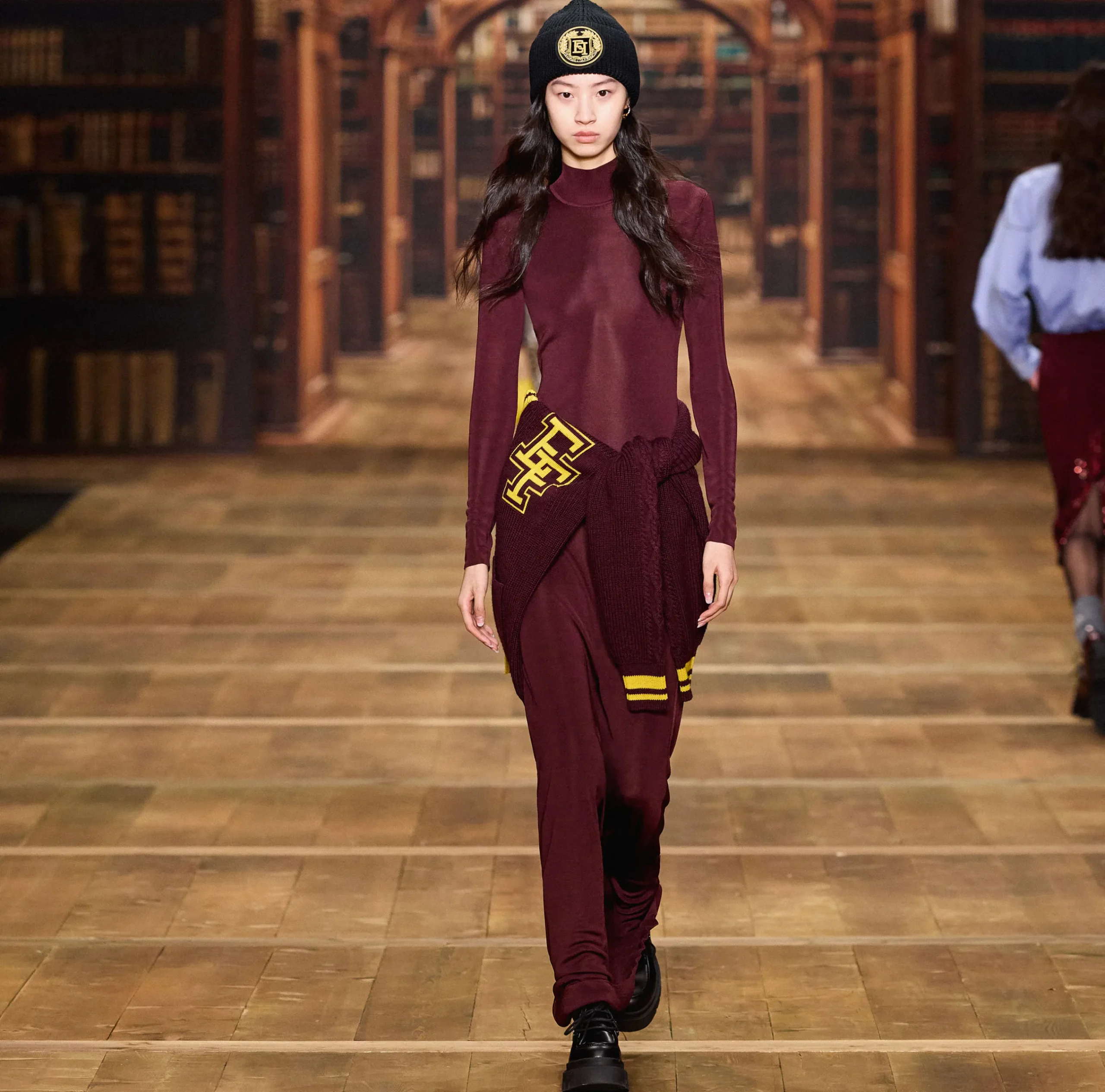 Maglieria E Felpe|Elisabetta Franchi Cardigan in lana tipo college RougeNoir/Mimosa