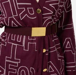 Maglieria E Felpe|Elisabetta Franchi Cardigan in misto lana lettering RougeNoir/Burro