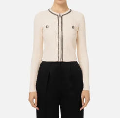 Maglieria E Felpe|Elisabetta Franchi Cardigan in misto viscosa con punto resca Burro