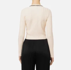 Maglieria E Felpe|Elisabetta Franchi Cardigan in misto viscosa con punto resca Burro